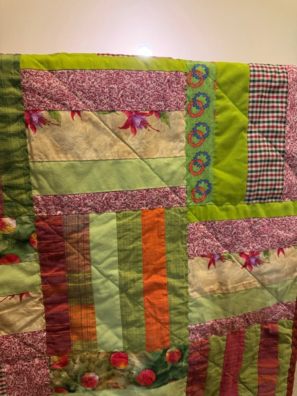 Handmade Floral Patchwork Quilt - Throw Blanket